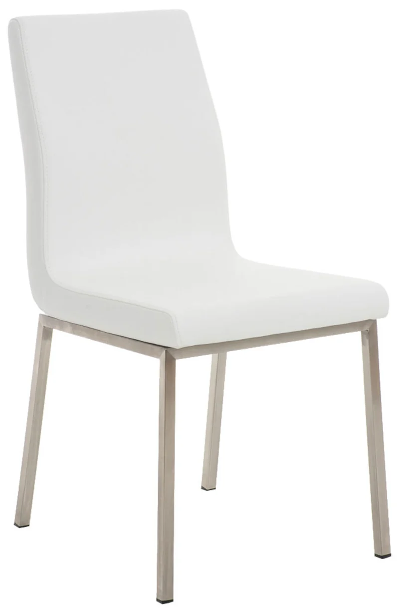 Lot de 2 chaises de salle à manger style épuré en PVC blanc et acier inoxydable 10_0001609