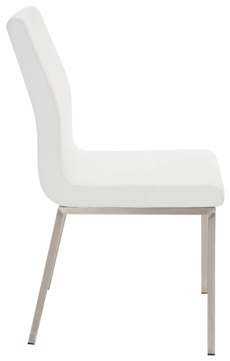 Lot de 2 chaises de salle à manger style épuré en PVC blanc et acier inoxydable 10_0001609