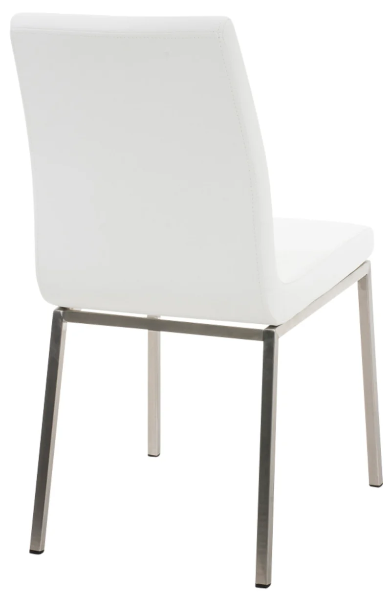 Lot de 2 chaises de salle à manger style épuré en PVC blanc et acier inoxydable 10_0001609