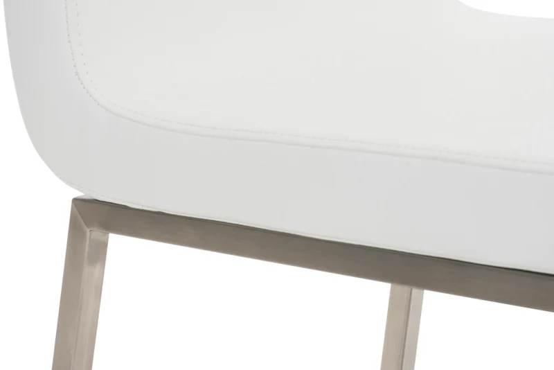 Lot de 2 chaises de salle à manger style épuré en PVC blanc et acier inoxydable 10_0001609
