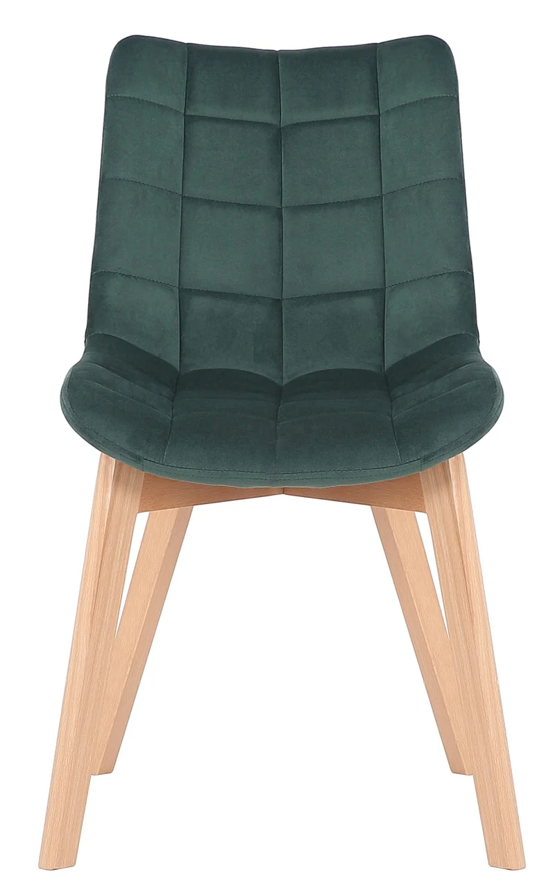 Chaise de salle à manger x1 rembourrage généreux en velours vert piètement en bois 10_0002084