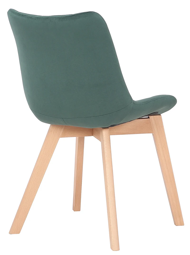 Chaise de salle à manger x1 rembourrage généreux en velours vert piètement en bois 10_0002084