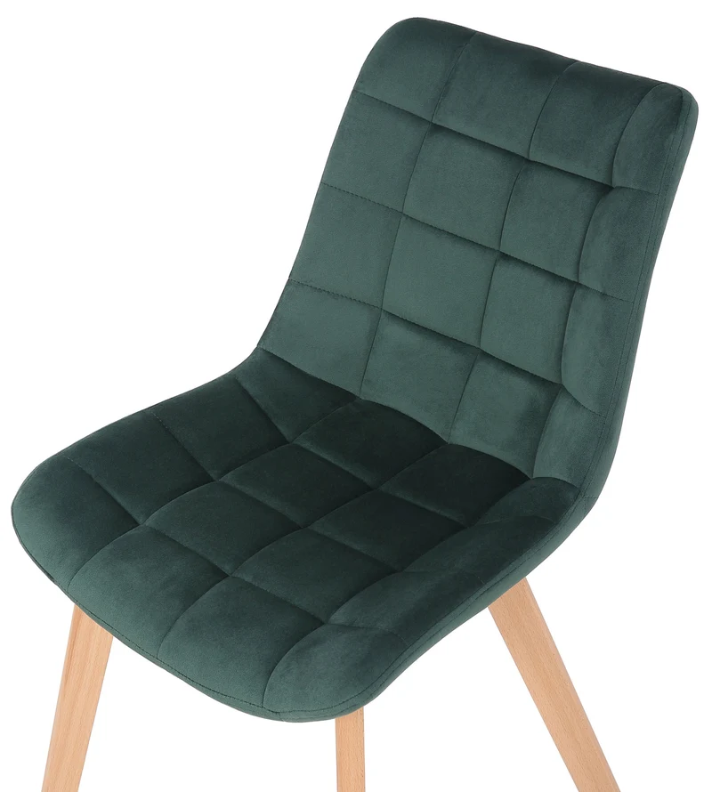 Chaise de salle à manger x1 rembourrage généreux en velours vert piètement en bois 10_0002084