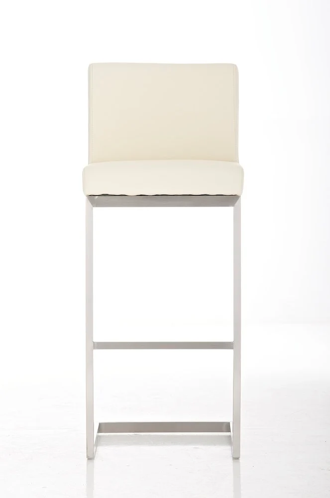 Lot de 2 tabourets de bar design moderne support en acier inoxydable assise en PVC crème 10_0004386