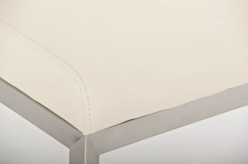 Lot de 2 tabourets de bar design moderne support en acier inoxydable assise en PVC crème 10_0004386