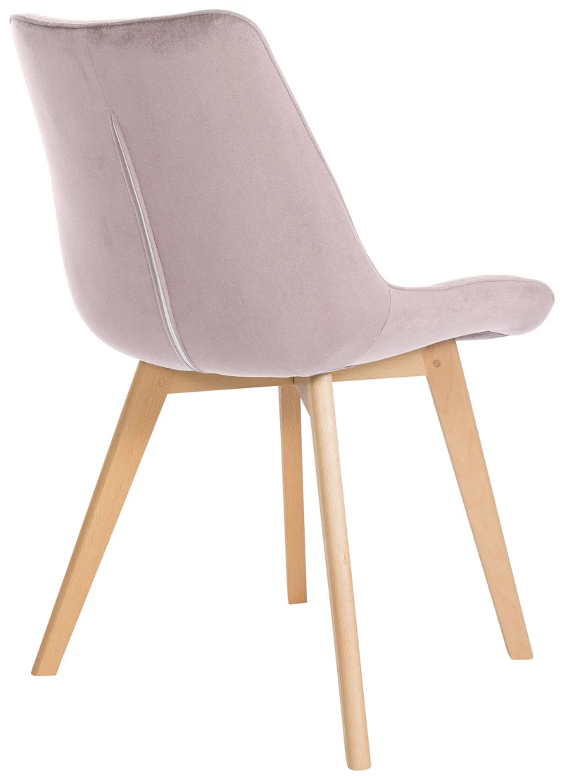 Lot de 2 chaises de salle à manger design scandinave coutures carrées en velours rose pieds en bois clair 10_0001682