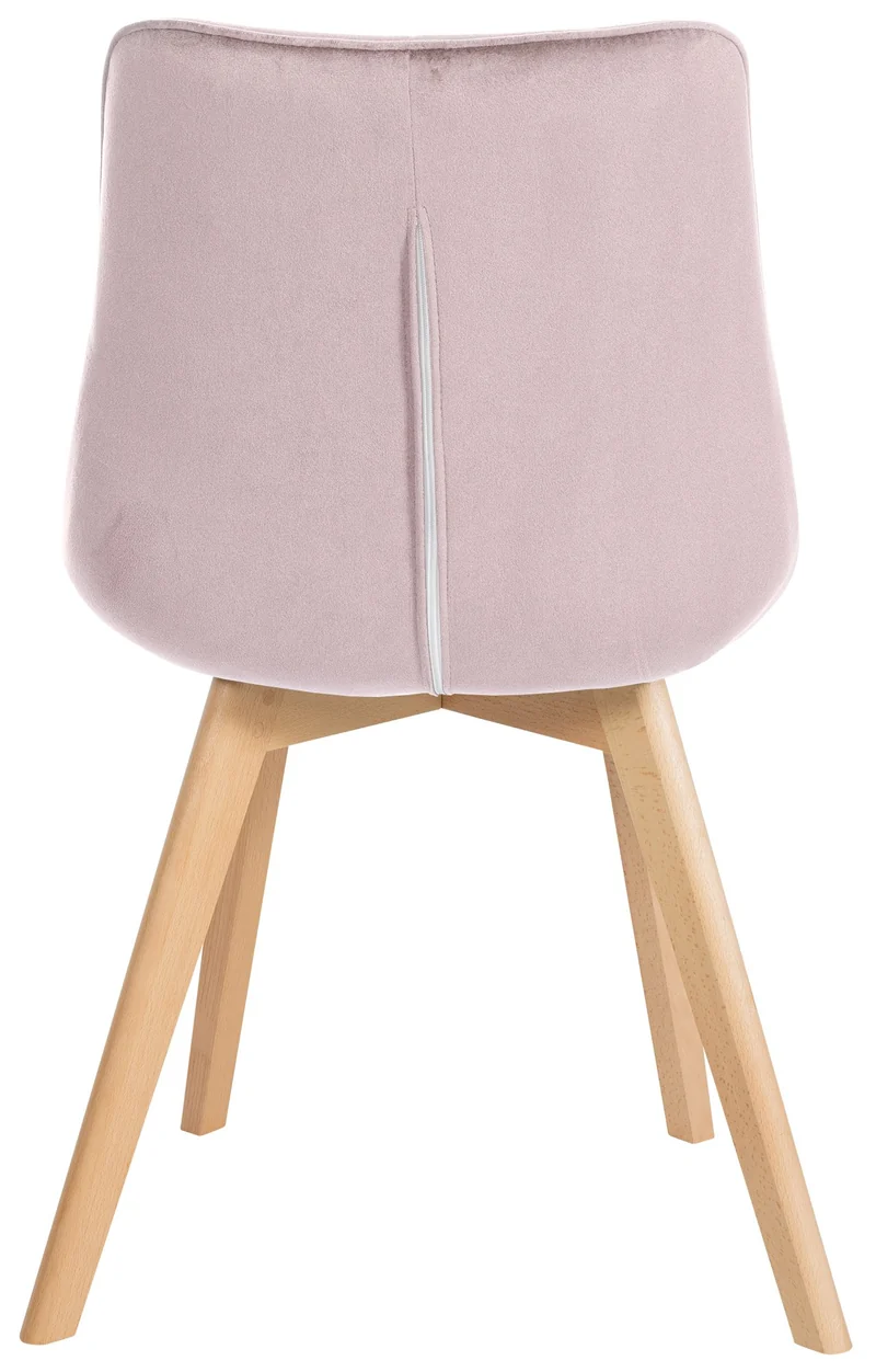 Lot de 2 chaises de salle à manger design scandinave coutures carrées en velours rose pieds en bois clair 10_0001682