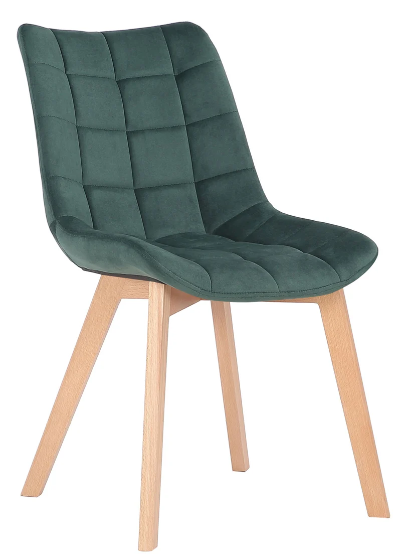 Lot de 2 chaises de salle à manger rembourrage généreux en velours vert piètement en bois 10_0007639