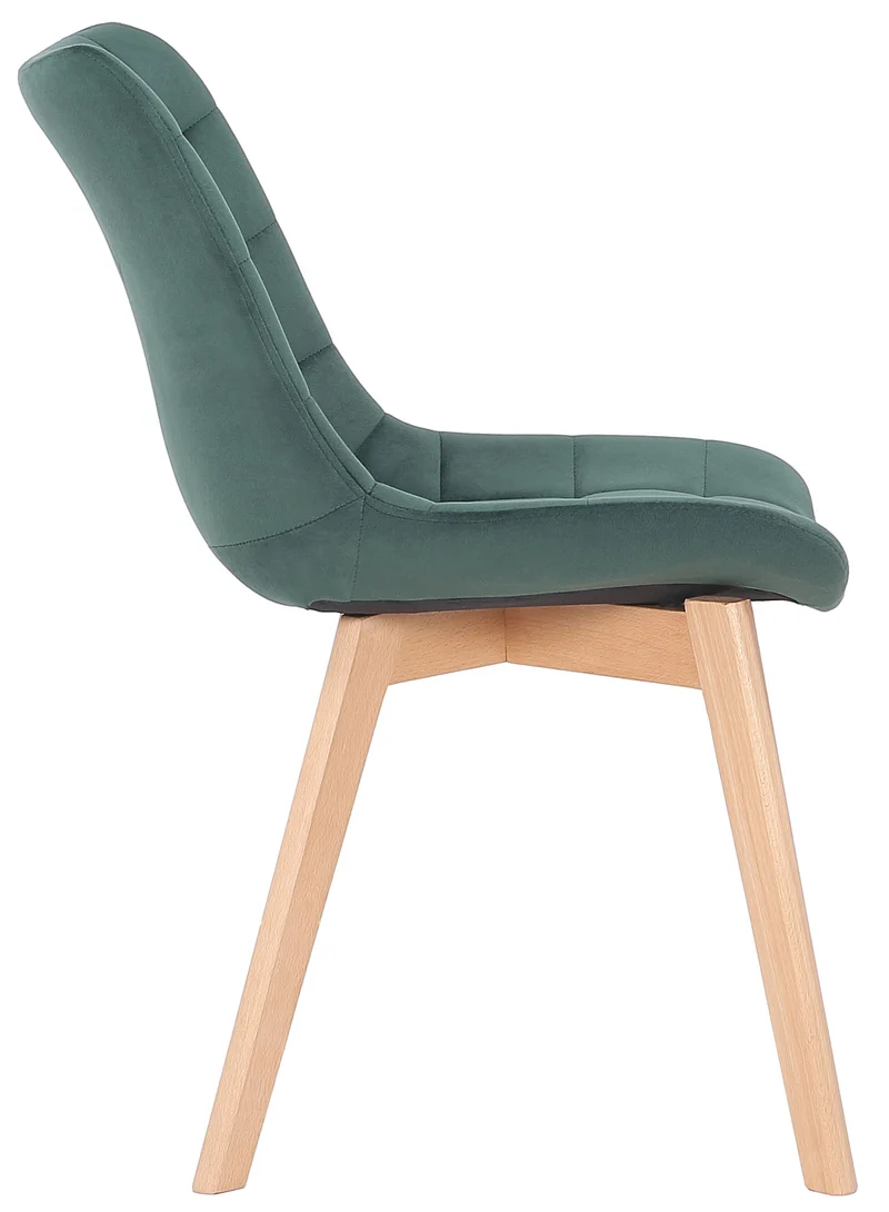 Lot de 2 chaises de salle à manger rembourrage généreux en velours vert piètement en bois 10_0007639