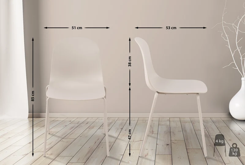 Lot de 2 chaises de jardin en plastique gris clair et cadre robuste à quatre pieds en acier 10_0007329