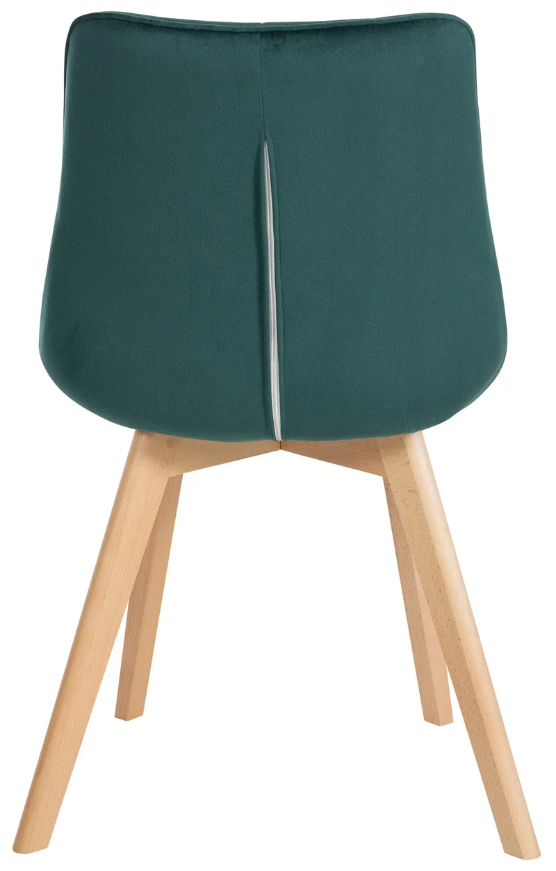 Lot de 2 chaises de salle à manger design scandinave coutures carrées en velours vert pieds en bois clair 10_0007324