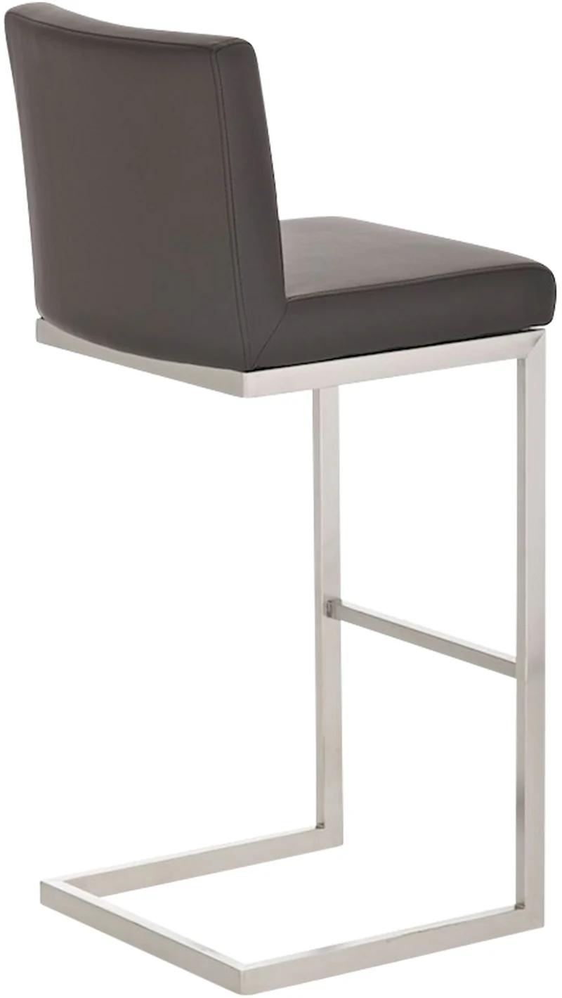 Lot de 2 tabourets de bar design moderne support en acier inoxydable assise en PVC marron 10_0006668