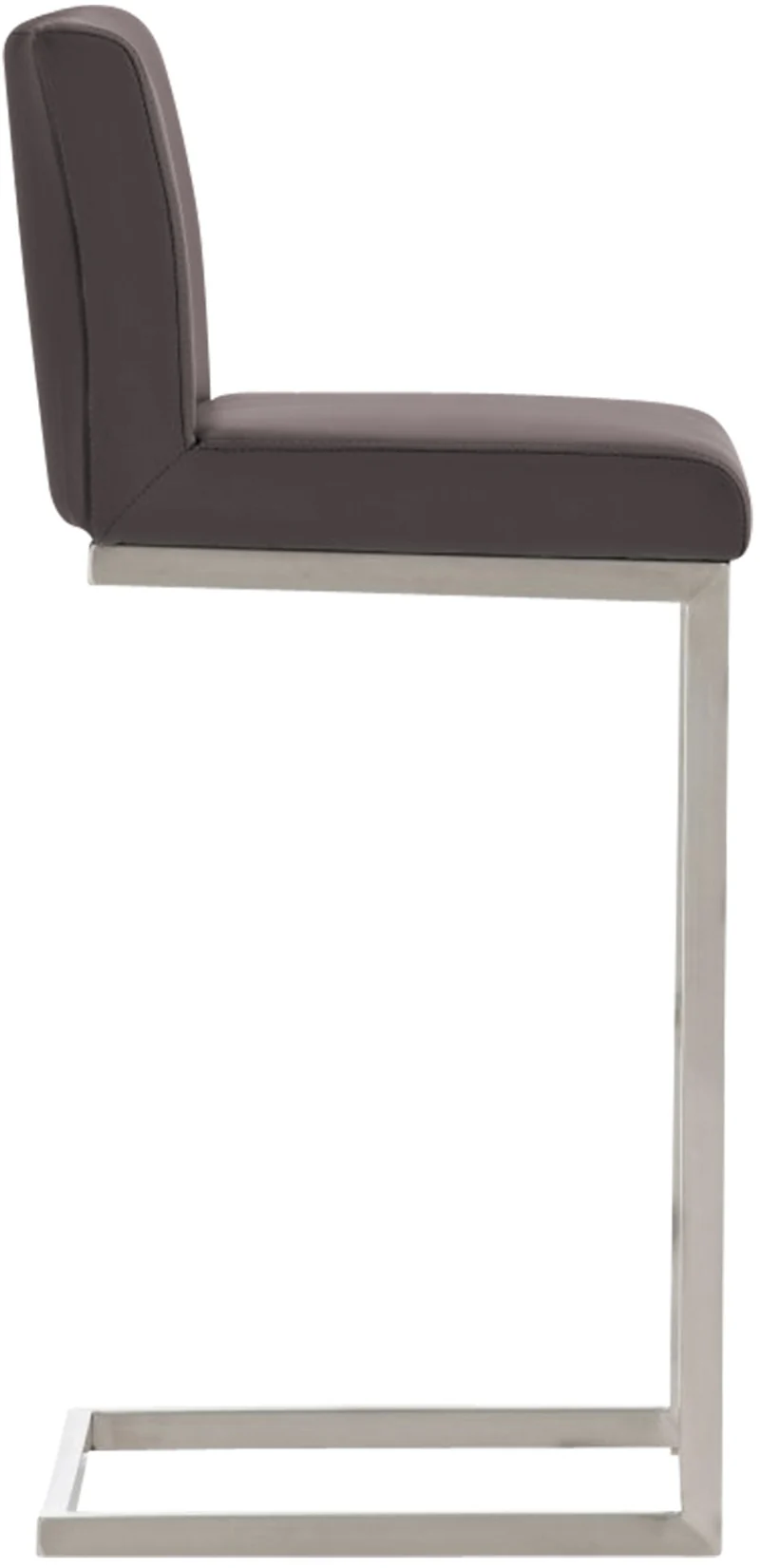 Lot de 2 tabourets de bar design moderne support en acier inoxydable assise en PVC marron 10_0006668