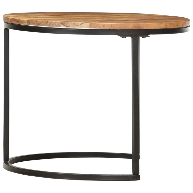 Ensemble de trois tables gigognes en bois d'acacia et fer DEC031322