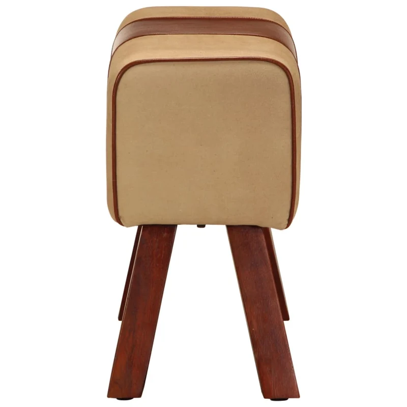 Banc saut de cheval tabouret 58 cm marron cuir véritable et manguier brun DEC025014