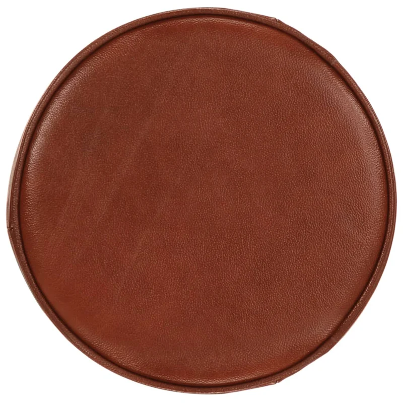 Lot de 2 tabourets de bar chaises hautes design industriel en cuir véritable marron et fonte DEC029764