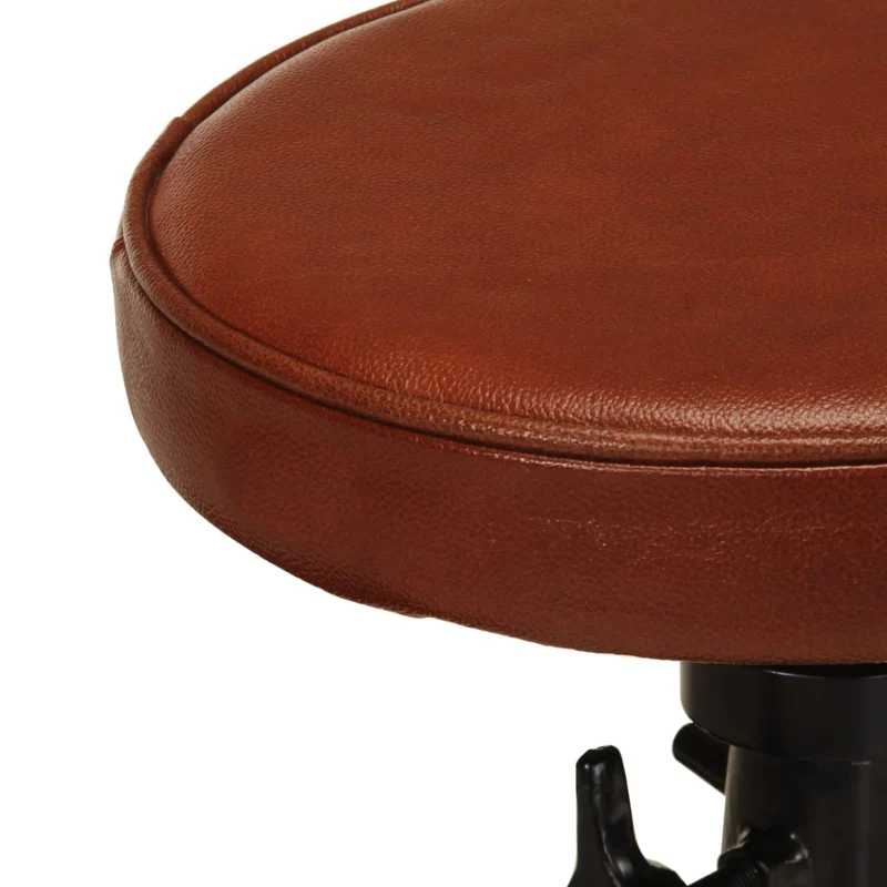 Lot de 2 tabourets de bar chaises hautes design industriel en cuir véritable marron et fonte DEC029764