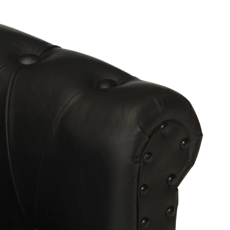 Fauteuil lounge design et moderne en cuir de chèvre véritable noir DEC028651