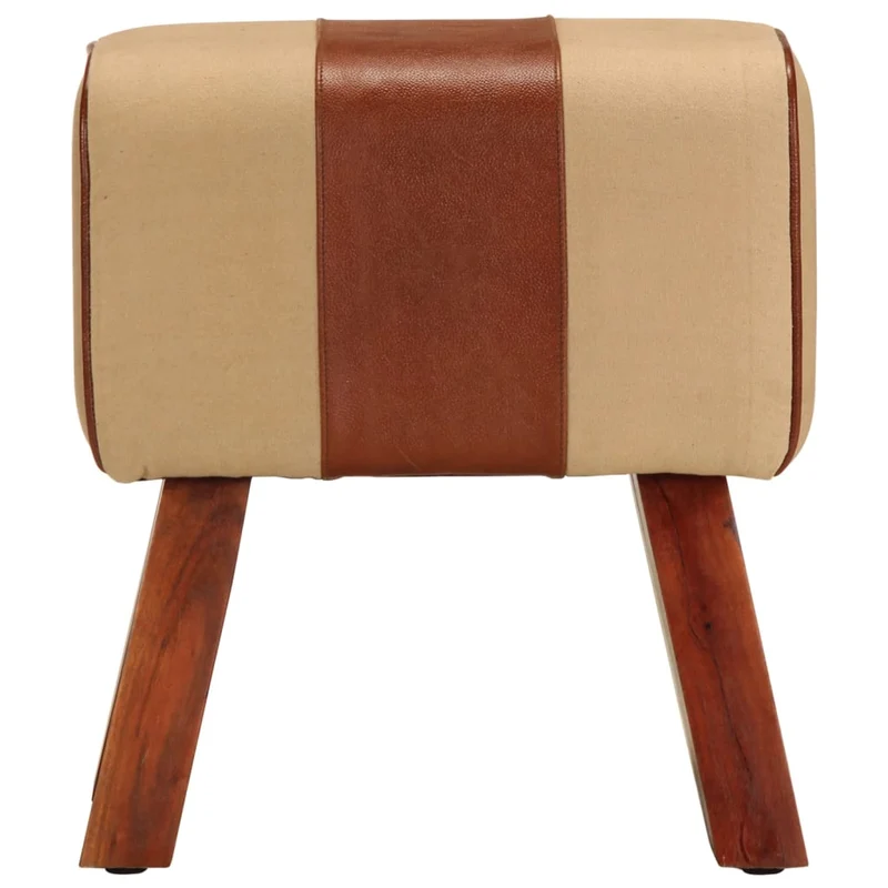 Banc saut de cheval 38 cm en cuir véritable et manguier marron DEC025012