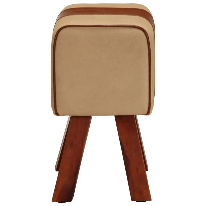 Banc saut de cheval 38 cm en cuir véritable et manguier marron DEC025012