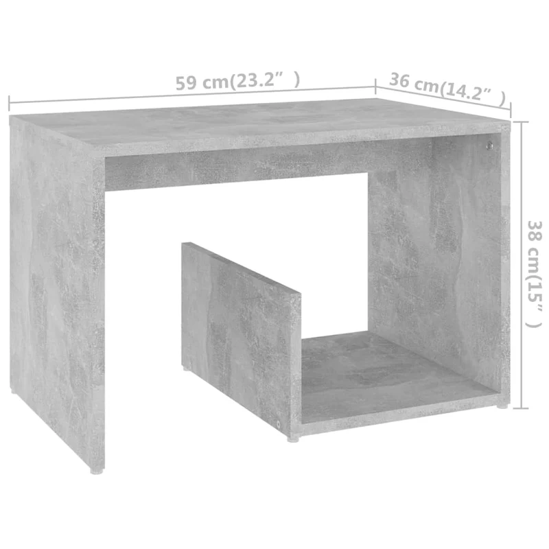 Table d'appoint bout de canapé 59 x 36 x 38 cm en aggloméré gris DEC032460