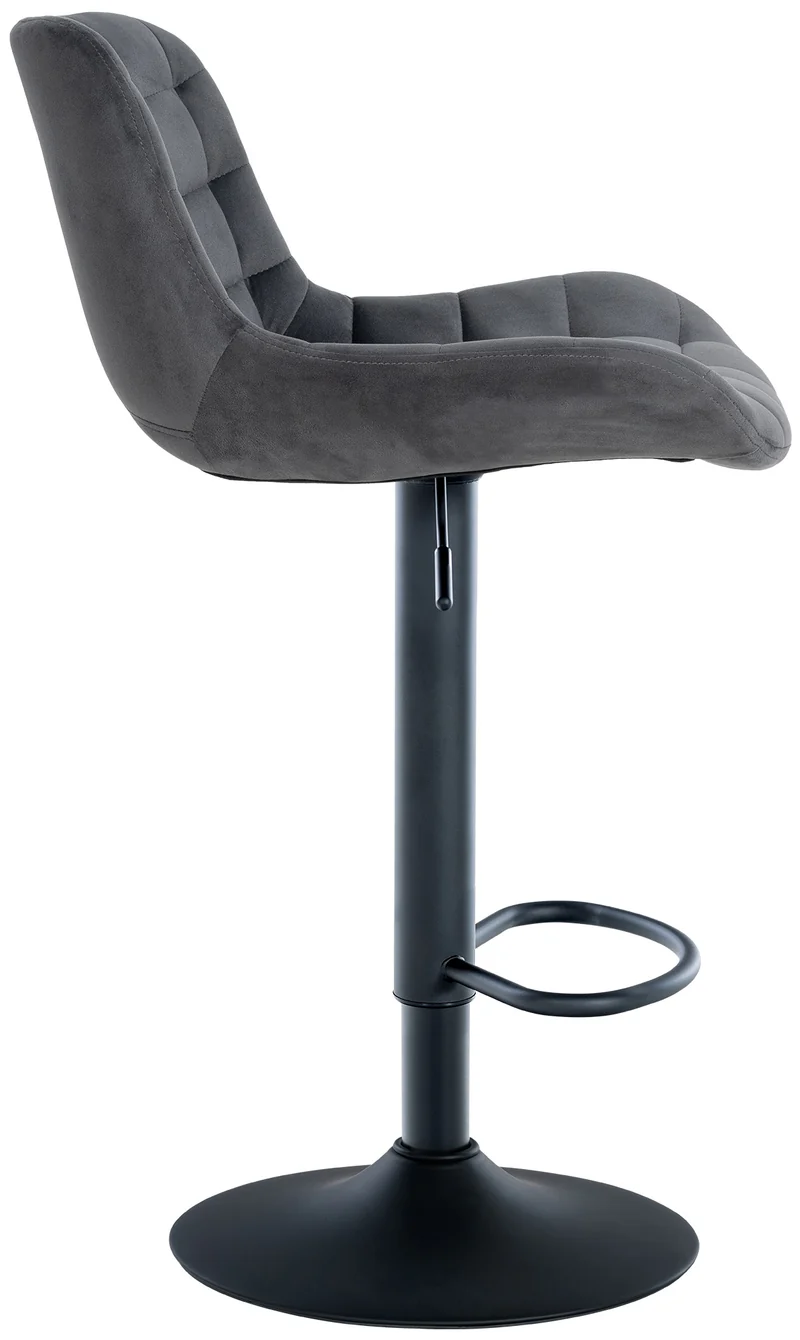 Lot de 2 tabourets de bar structure métallique noir assise en velours gris foncé avec surpiqûres 10_0004445
