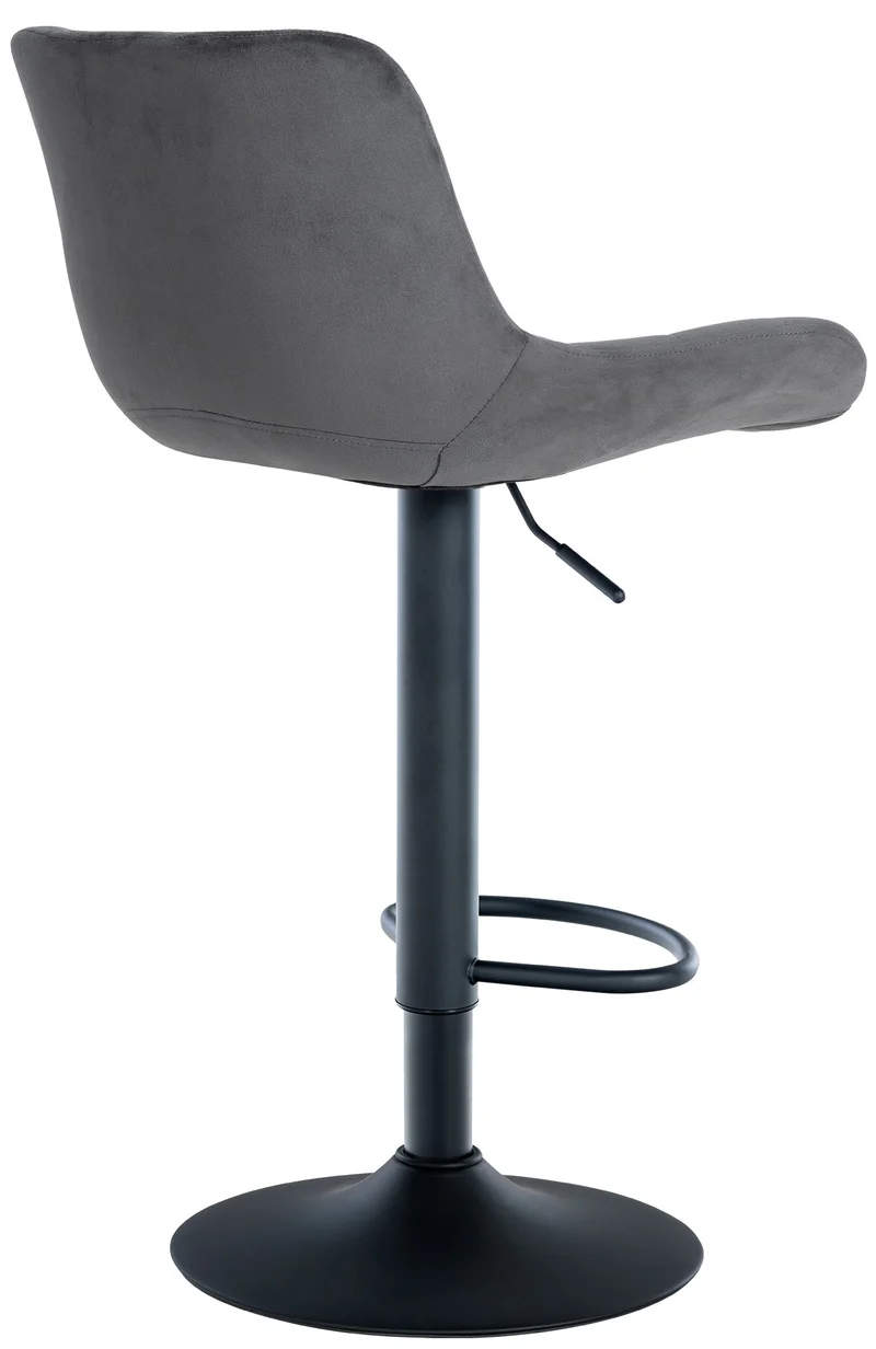 Lot de 2 tabourets de bar structure métallique noir assise en velours gris foncé avec surpiqûres 10_0004445