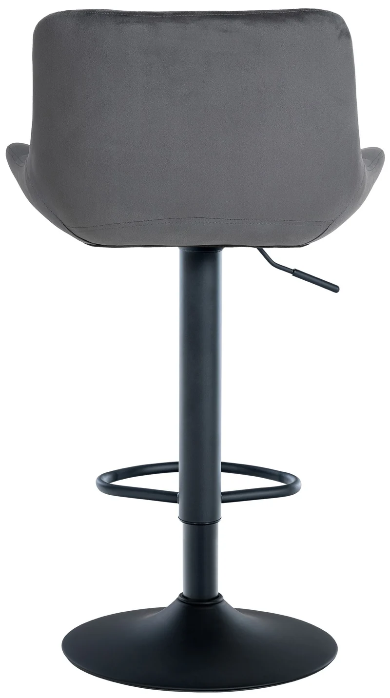 Lot de 2 tabourets de bar structure métallique noir assise en velours gris foncé avec surpiqûres 10_0004445