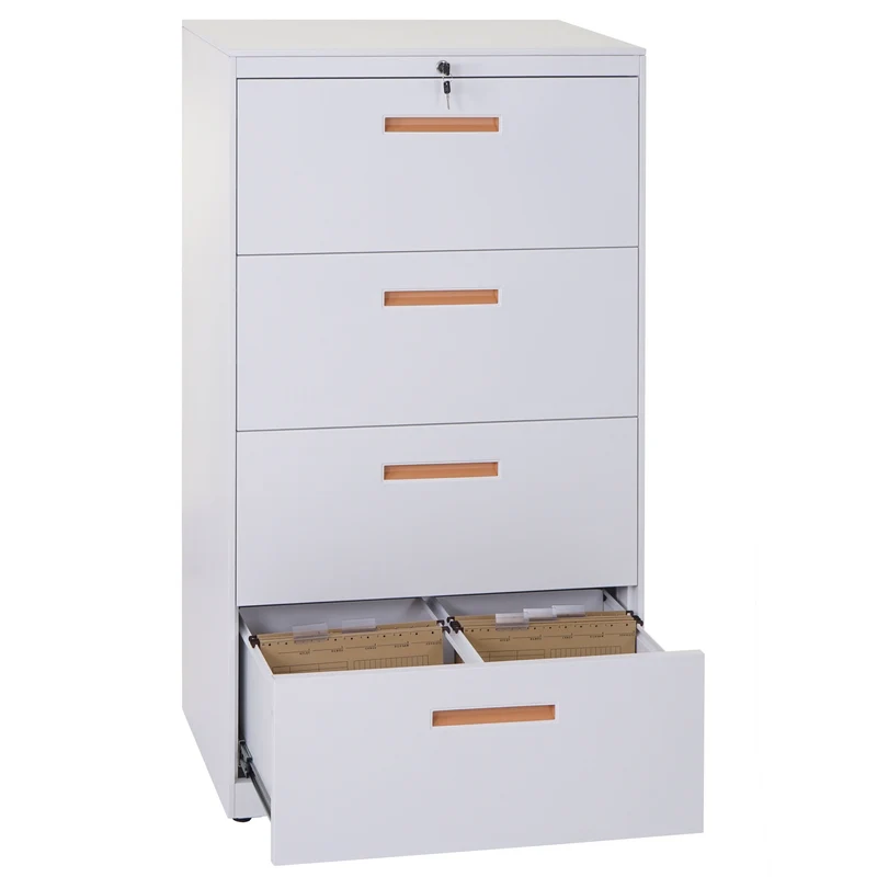 Armoire de bureau avec 4 tiroirs pour documents A4 132 x 76 x 46 cm sécurisée design épuré en acier gris 04_0011185