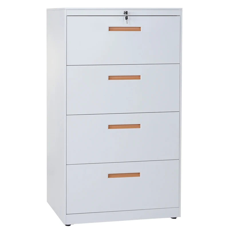 Armoire de bureau avec 4 tiroirs pour documents A4 132 x 76 x 46 cm sécurisée design épuré en acier gris 04_0011185