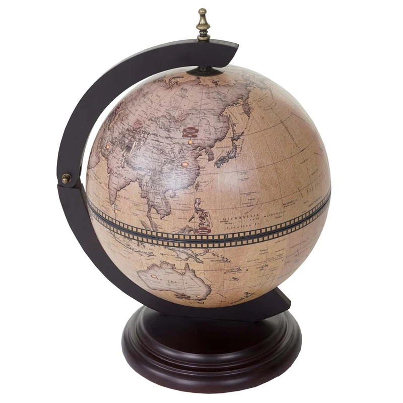 Globe bar minibar décorative en forme de globe avec carte du monde antique pour 3 bouteilles 04_0011328