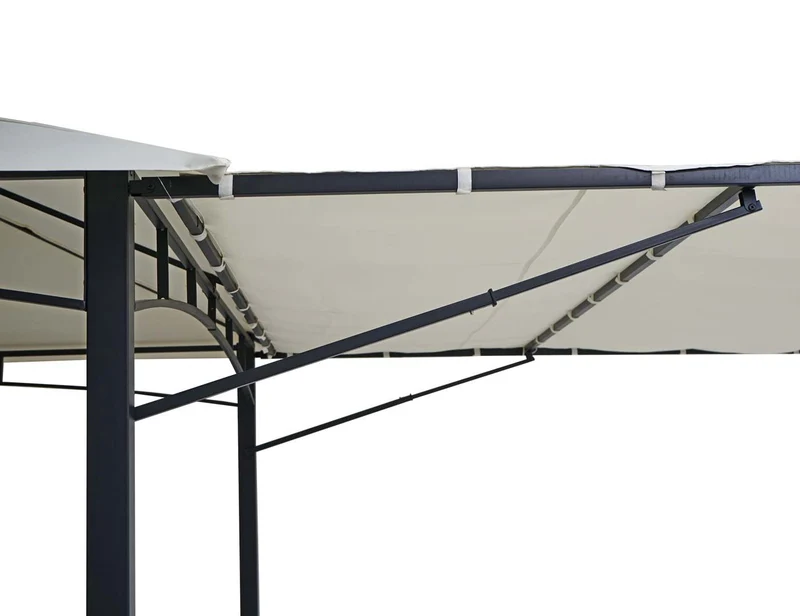 Pergola de jardin pavillon extérieur avec paroi latérale mobile structure acier 2,5 x 2,5 m crème-beige 04_0008115
