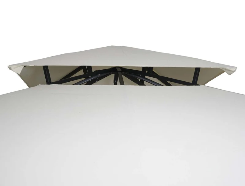 Pergola de jardin pavillon extérieur avec paroi latérale mobile structure acier 2,5 x 2,5 m crème-beige 04_0008115