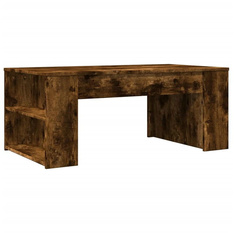 Table basse avec étagères design rustique 102 x 55 x 42 cm bois d'ingénierie marron DEC038380