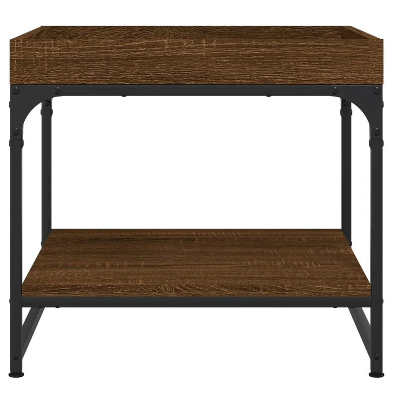 Table basse avec étagère design industriel 49,5 x 49,5 x 45 cm bois d'ingénierie marron et fer DEC038665