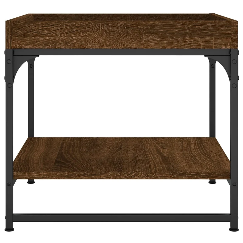 Table basse avec étagère design industriel 49,5 x 49,5 x 45 cm bois d'ingénierie marron et fer DEC038665