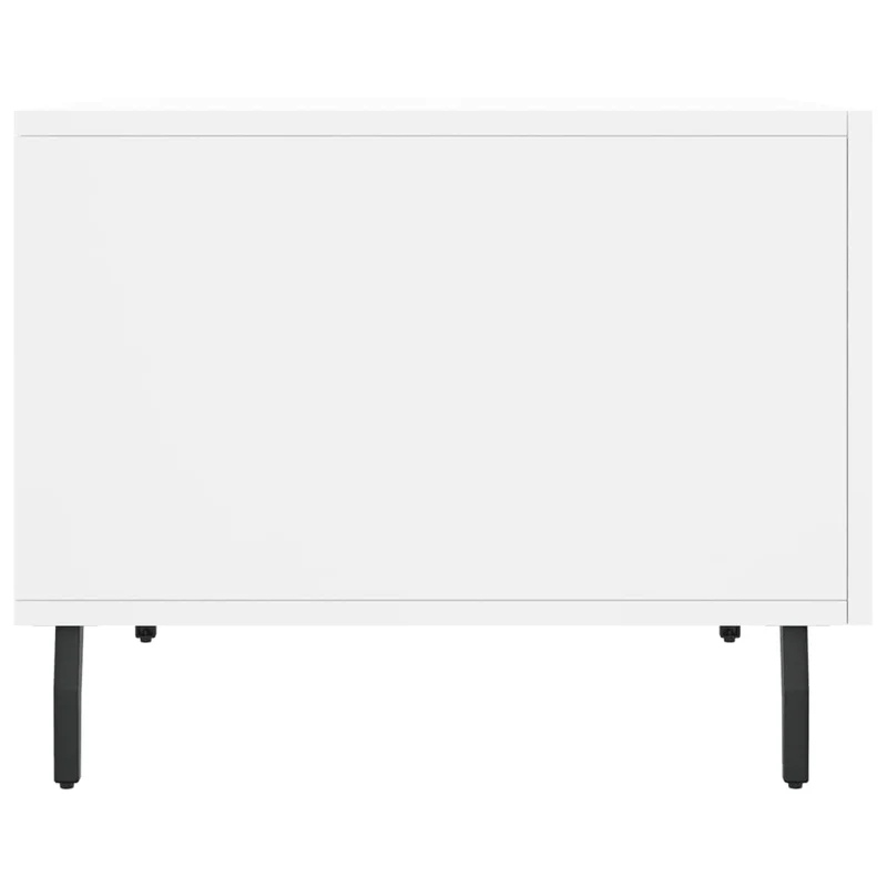 Table basse avec tiroir design moderne 50 x 50 x 40 cm bois d'ingénierie blanc et fer DEC037879
