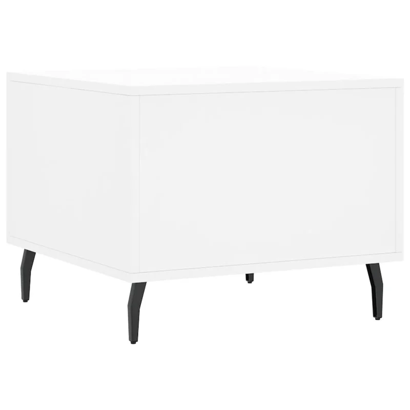 Table basse avec tiroir design moderne 50 x 50 x 40 cm bois d'ingénierie blanc et fer DEC037879