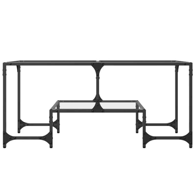 Table basse de salon design moderne avec dessus en verre transparent 98,5 x 50 x 45cm acier DEC037379