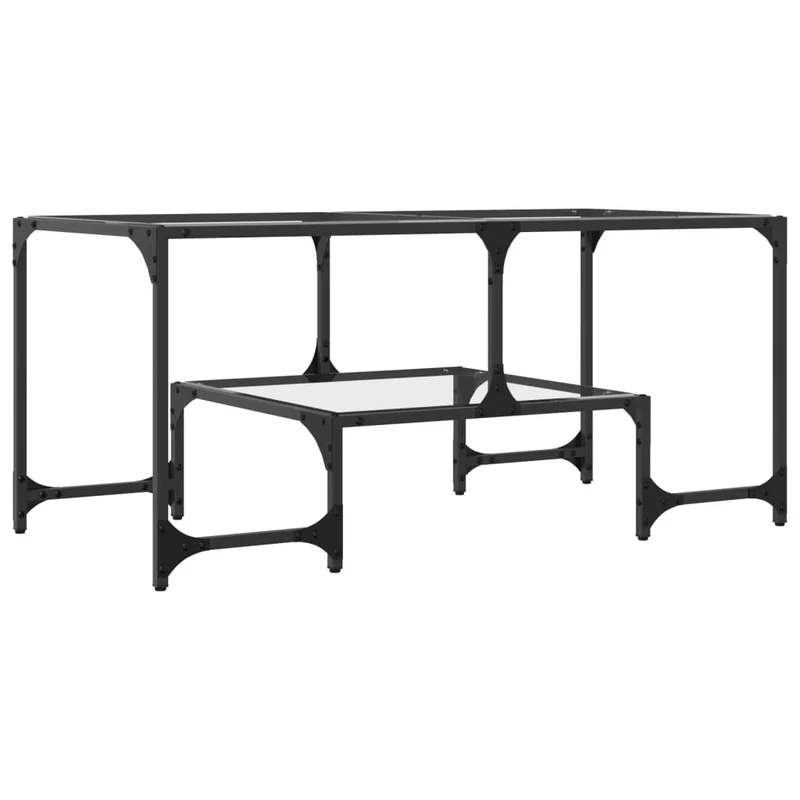 Table basse de salon design moderne avec dessus en verre transparent 98,5 x 50 x 45cm acier DEC037379