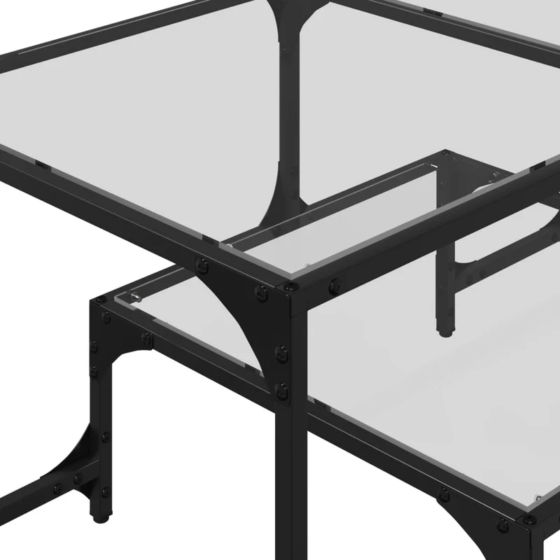 Table basse de salon design moderne avec dessus en verre transparent 98,5 x 50 x 45cm acier DEC037379