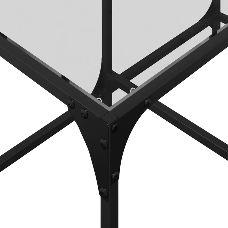Table basse de salon design moderne avec dessus en verre transparent 78,5 x 40 x 40cm acier DEC037372