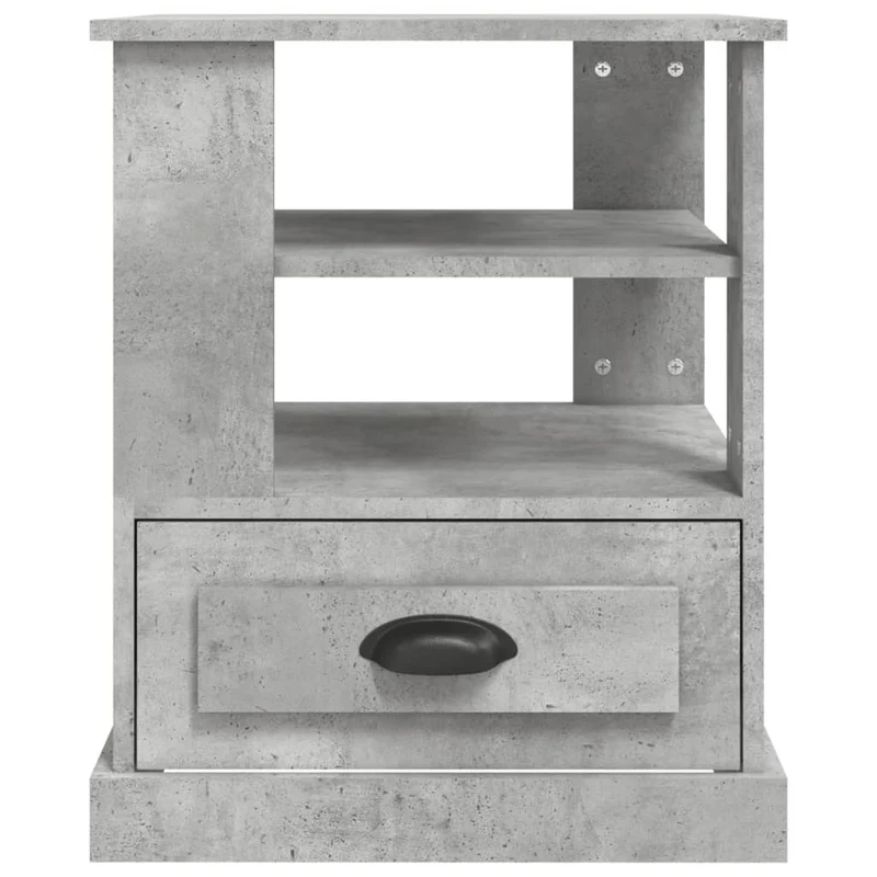 Table d'appoint avec tiroir et étagères 50 x 50 x 60 cm bois d'ingénierie gris DEC032459