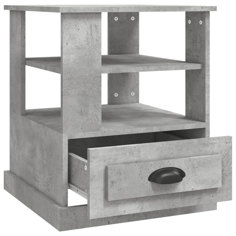 Table d'appoint avec tiroir et étagères 50 x 50 x 60 cm bois d'ingénierie gris DEC032459