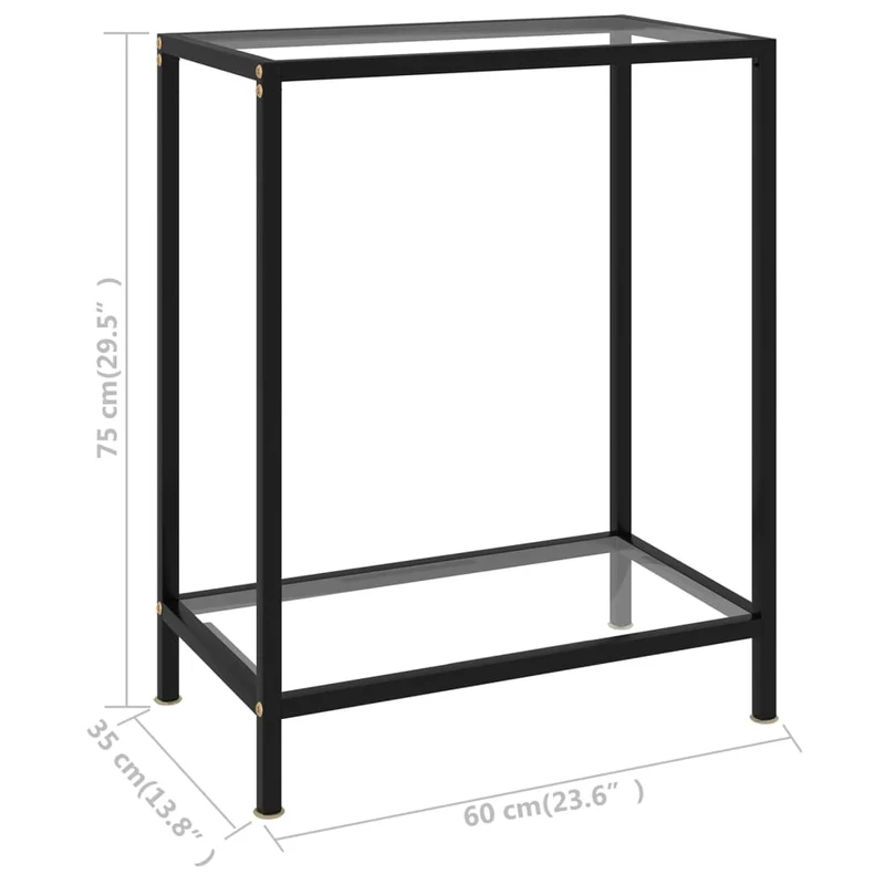 Table console meuble d'appoint 60 x 35 x 75 cm verre trempé transparent et acier DEC032276