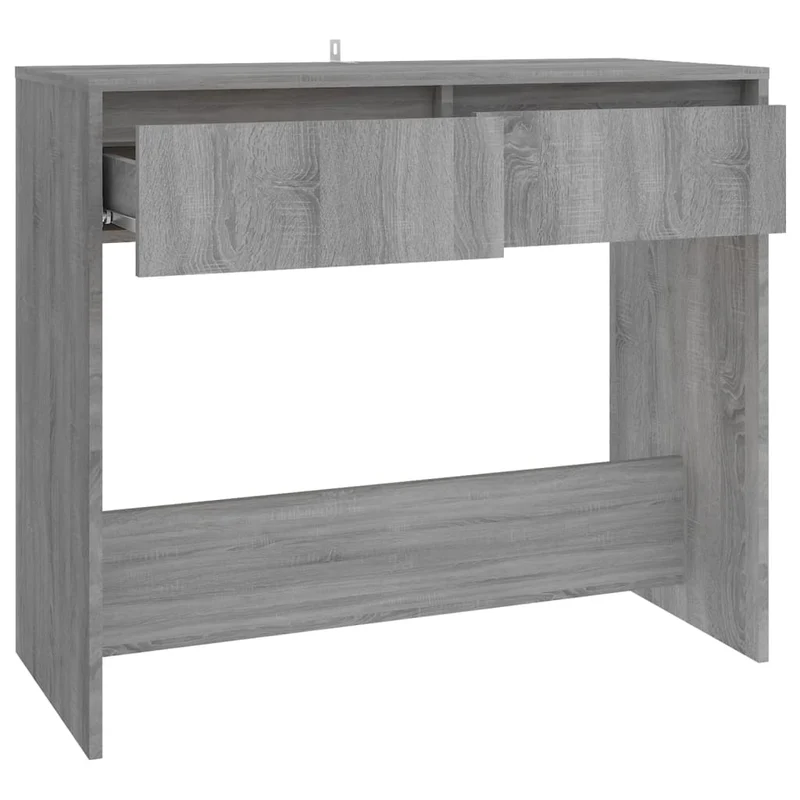 Table console avec deux tiroirs 89 x 41 x 76,5 cm bois d'ingénierie gris DEC032254