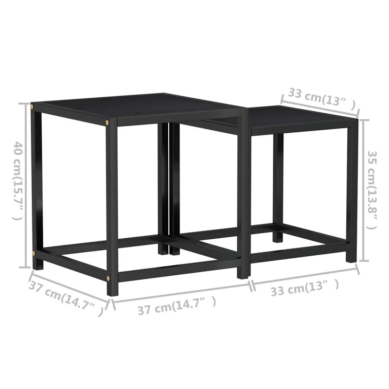 Lot de 2 tables d'appoint MDF et acier enduit de poudre DEC032743