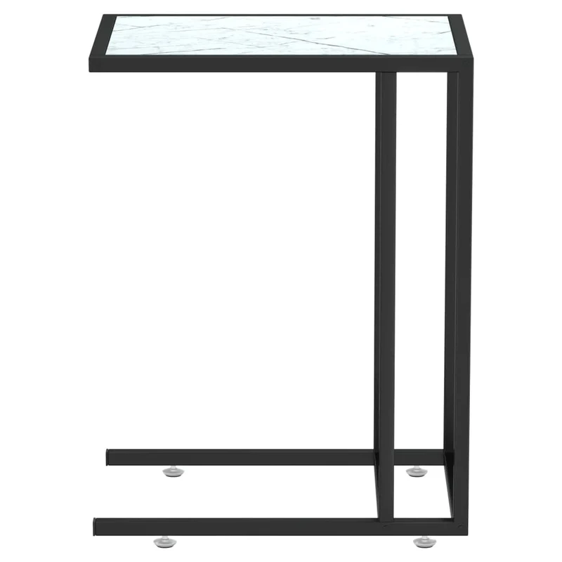 Table d'appoint table d'ordinateur 50 x 35 x 65cm verre trempé aspect marbre blanc et fer DEC032509