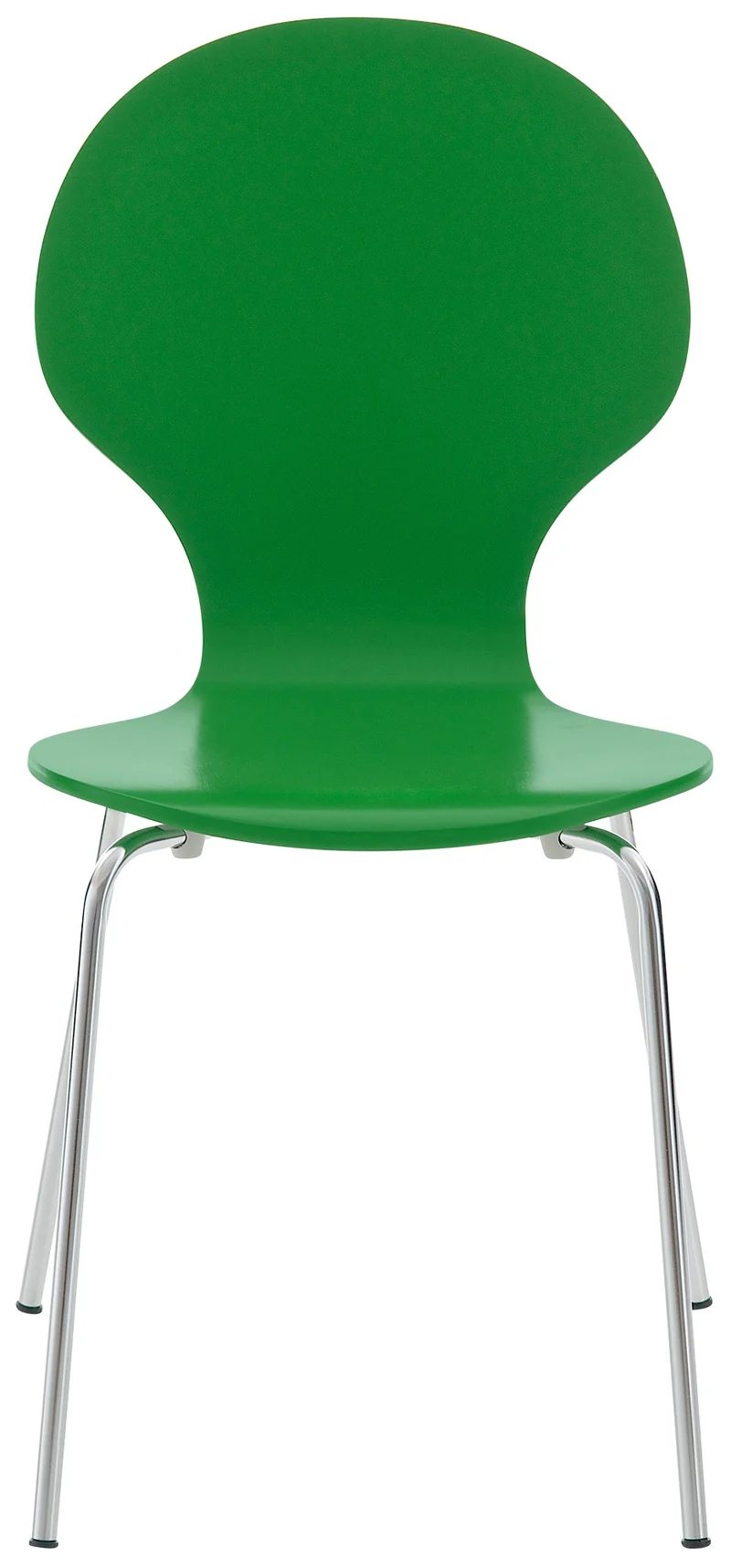 Lot de 4 chaises de cuisine salle à manger empilables dossier arrondi en bois vert et métal chromé 10_0003176