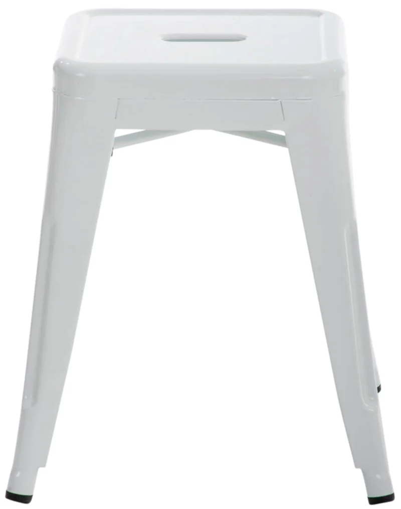 Tabouret bas design industriel hauteur fixe 46 cm en métal blanc 10_0005492